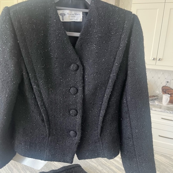 COPY - Vintage Anne de Villers Paris formal evening suit glittering boiled wool - Picture 16 of 17